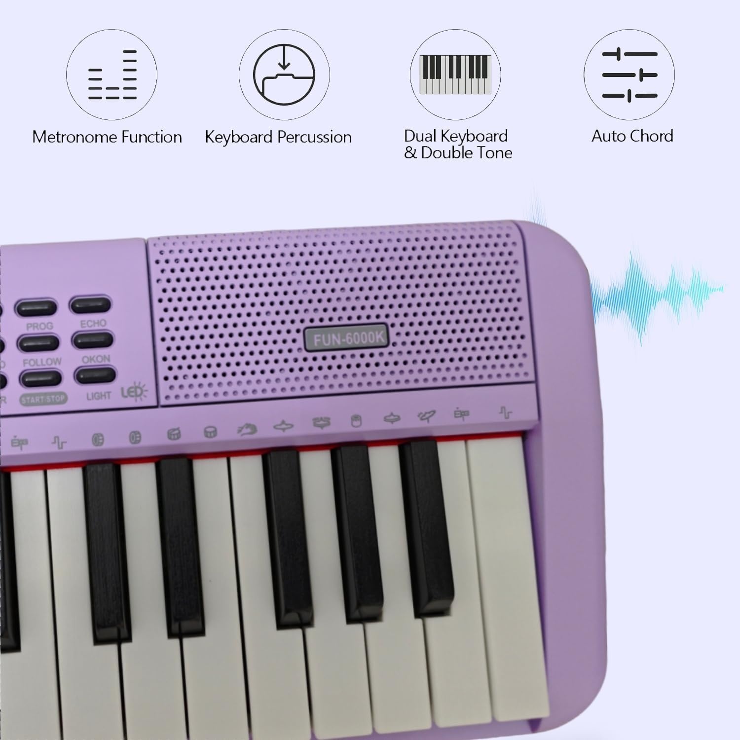 61 Toetsen Elektronisch Toetsenbord Piano voor Volwassenen met Oplichtende Toetsen 61 Compacte Toetsen Digitale Piano's - Perfecte Beginner Piano Paars' - Maat Volledig