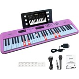 61 Toetsen Elektronisch Toetsenbord Piano voor Volwassenen met Oplichtende Toetsen 61 Compacte Toetsen Digitale Piano's - Perfecte Beginner Piano Paars' - Maat Volledig