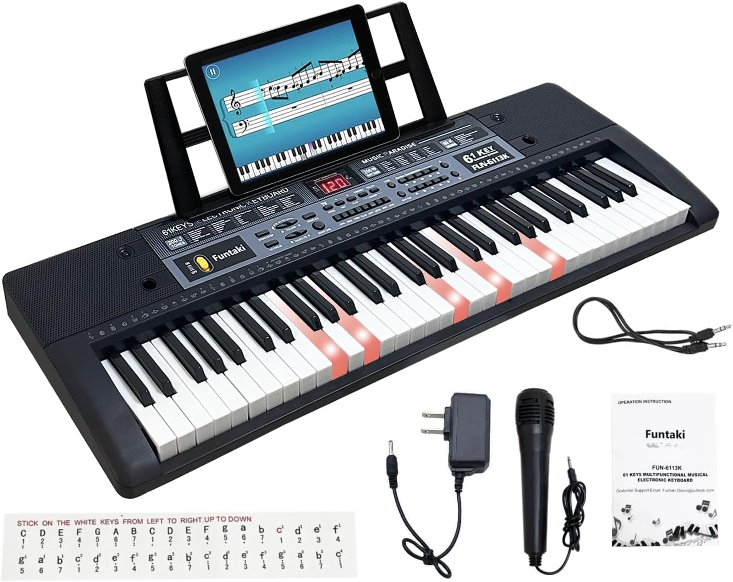 61 Toetsen Elektronisch Toetsenbord Piano voor Volwassenen met Oplichtende Toetsen 61 Compacte Toetsen Digitale Piano's - Perfecte Beginner Piano Paars' - Maat Volledig