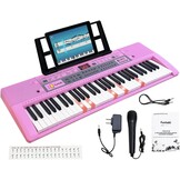 61 Toetsen Elektronisch Toetsenbord Piano voor Volwassenen met Oplichtende Toetsen 61 Compacte Toetsen Digitale Piano's - Perfecte Beginner Piano Paars' - Maat Volledig