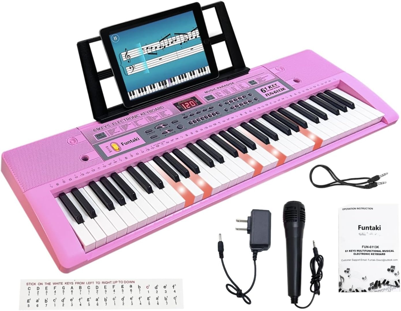 61 Toetsen Elektronisch Toetsenbord Piano voor Volwassenen met Oplichtende Toetsen 61 Compacte Toetsen Digitale Piano's - Perfecte Beginner Piano Paars' - Maat Volledig