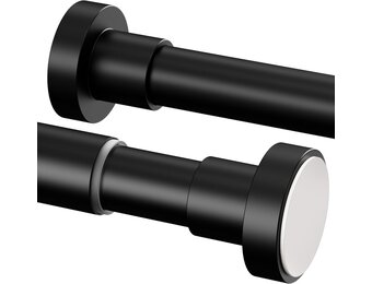 1 douchestang zonder boren, roestvrijstalen kledingstang, telescoopstang voor balkon, douchegordijn (85-180 cm, Φ25 mm, zwart)