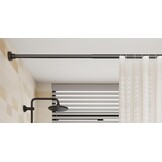 1 douchestang zonder boren, roestvrijstalen kledingstang, telescoopstang voor balkon, douchegordijn (85-180 cm, Φ25 mm, zwart)