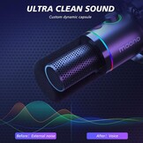 MAONO RGB Podcastmicrofoon met boomarm, software, mute-knop en gain control voor PC, streaming, opname en PS4/5, Mac mixer, PD200XS Zwart