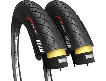 Fincci Banden 700 x 32c - Paar inklapbare elastieken 28 inch 32-622 met 1 mm lekbescherming voor volwassenen, statisch, elektrisch, grind, straat en stadsfiets, verpakking van 2 stuks
