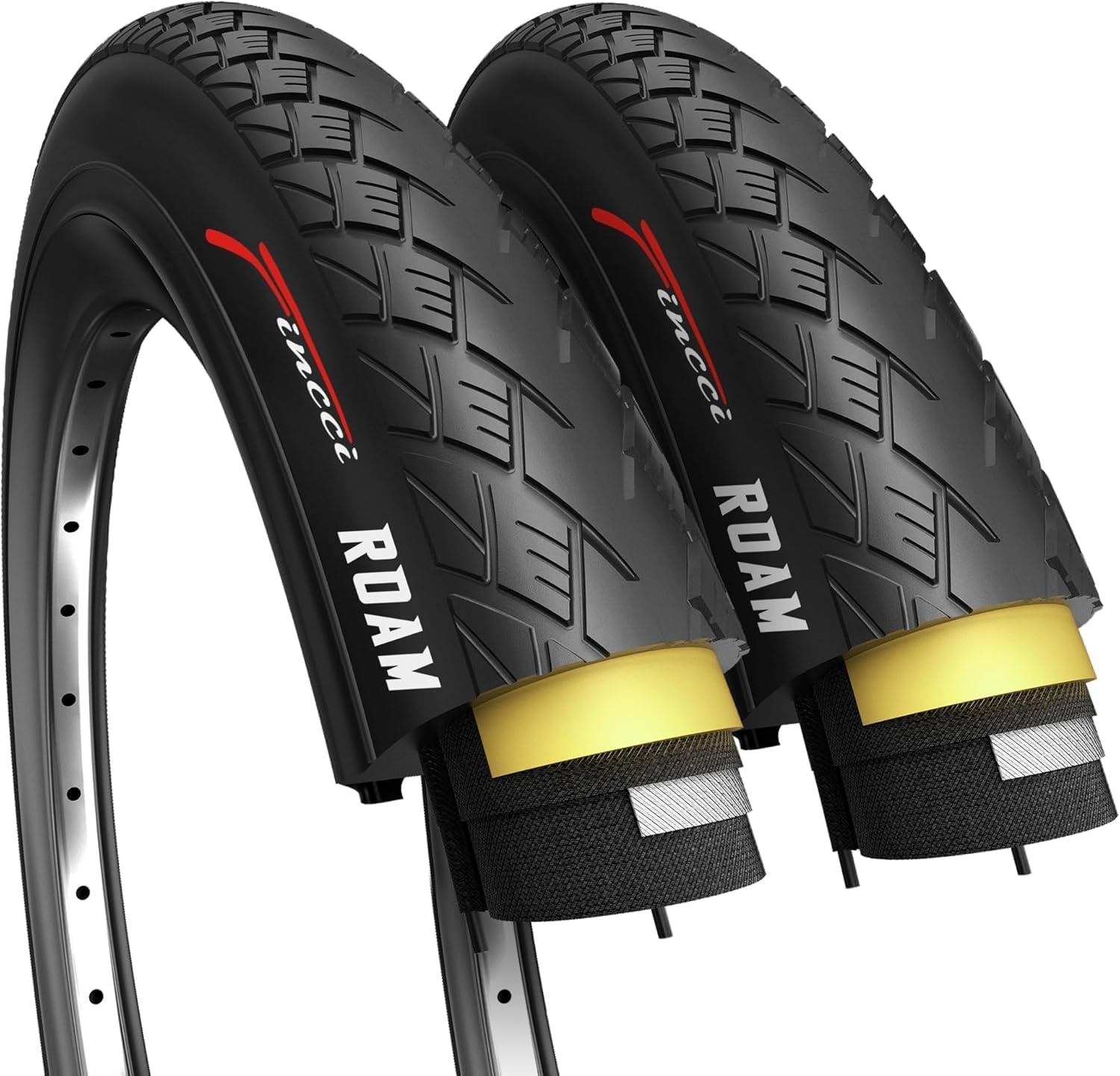Fincci Banden 700 x 32c - Paar inklapbare elastieken 28 inch 32-622 met 1 mm lekbescherming voor volwassenen, statisch, elektrisch, grind, straat en stadsfiets, verpakking van 2 stuks