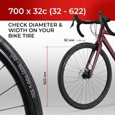 Fincci Banden 700 x 32c - Paar inklapbare elastieken 28 inch 32-622 met 1 mm lekbescherming voor volwassenen, statisch, elektrisch, grind, straat en stadsfiets, verpakking van 2 stuks