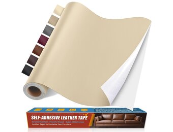 Lederen reparatiepleisters, beige, 40 x 100 cm, zelfklevend, reparatieset van kunstleer, zelfklevend, voor autostoelen, banken, jassen, tassen