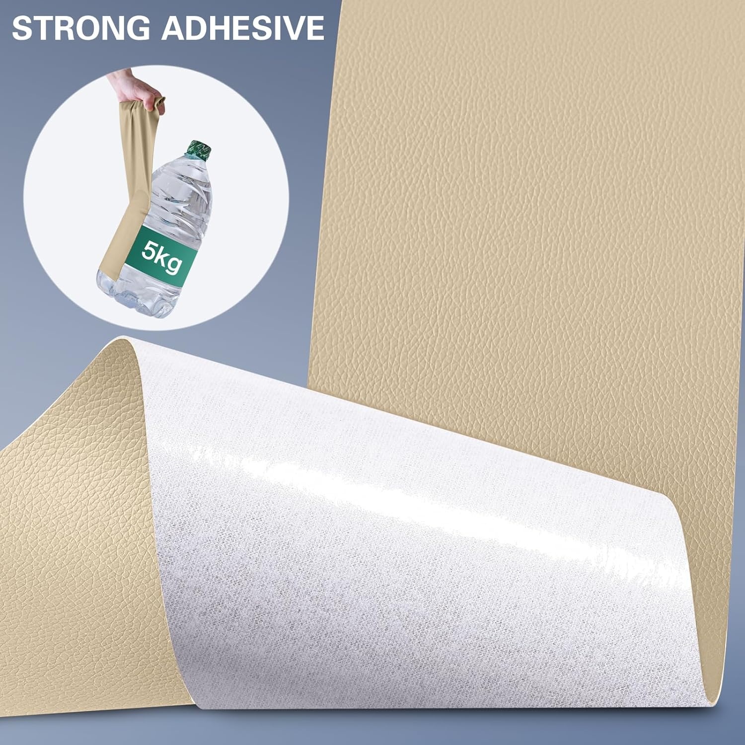 Lederen reparatiepleisters, beige, 40 x 100 cm, zelfklevend, reparatieset van kunstleer, zelfklevend, voor autostoelen, banken, jassen, tassen