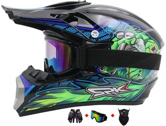 Motocross Fullface MTB-helm voor kinderen, met handschoenen, masker bril, downhill motorhelm kinderen, helmset heren ATV motorhelm, MX Enduro, MTB-helm, motorhelm, downhill helm