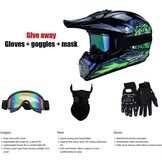 Motocross Fullface MTB-helm voor kinderen, met handschoenen, masker bril, downhill motorhelm kinderen, helmset heren ATV motorhelm, MX Enduro, MTB-helm, motorhelm, downhill helm