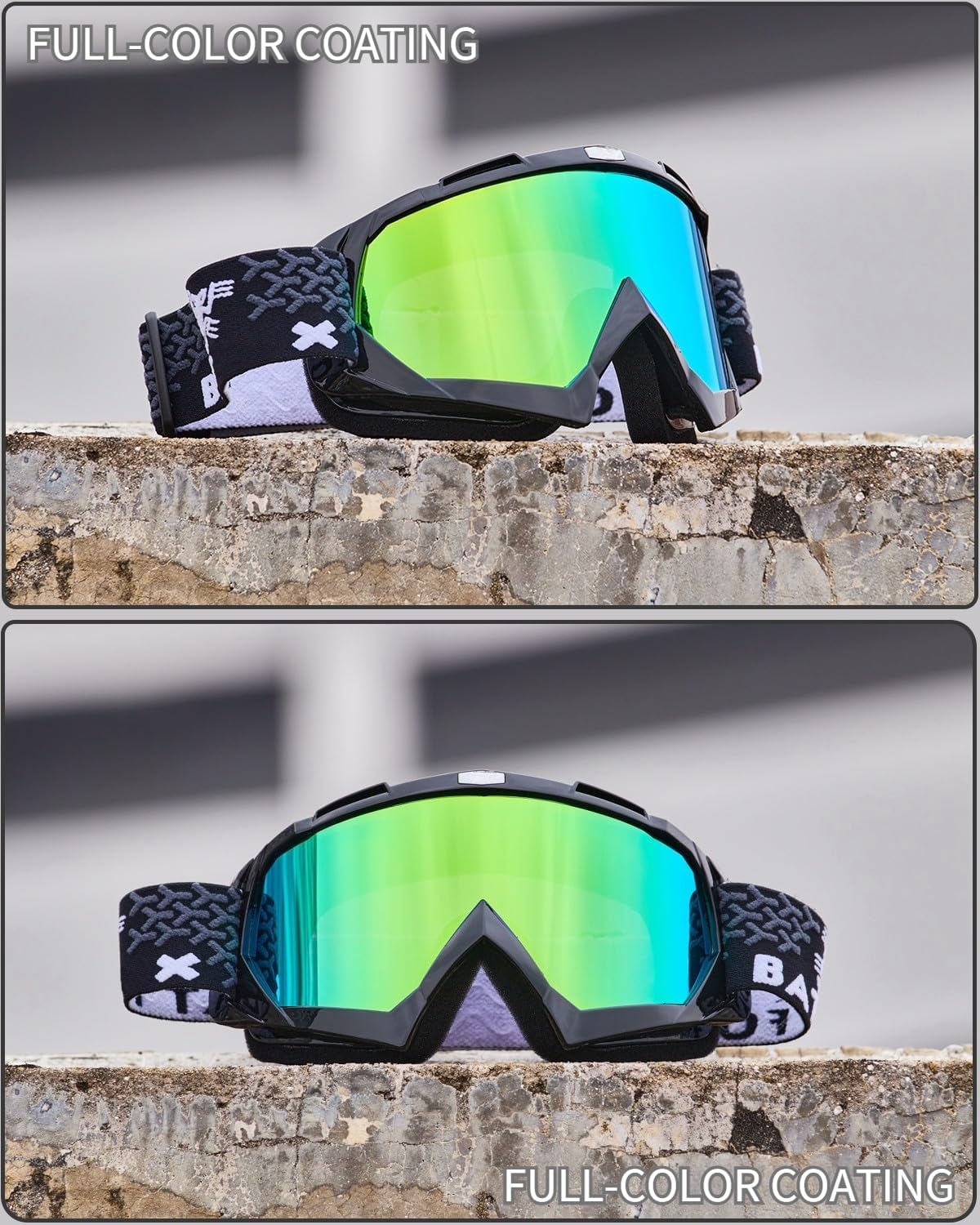 Motocross en MTB Bril - Zwart Groen | Beschermende Crossbril voor Motor, Ski en ATV