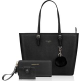 URAQT Zwarte PU Lederen Handtas voor Dames - Ruim & Lichtgewicht Laptoptas (met Portemonnee)