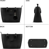 URAQT Zwarte PU Lederen Handtas voor Dames - Ruim & Lichtgewicht Laptoptas (met Portemonnee)