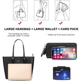 URAQT Zwarte PU Lederen Handtas voor Dames - Ruim & Lichtgewicht Laptoptas (met Portemonnee)
