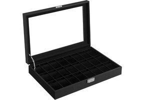 Horlogebox voor 24 horloges, afsluitbaar, met glazen deksel, 39% korting