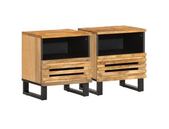 vidaXL Nachtkastjes 2 st 40x34x46 cm massief ruw mangohout