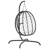 vidaXL Hangstoel met kussen poly rattan en staal taupe