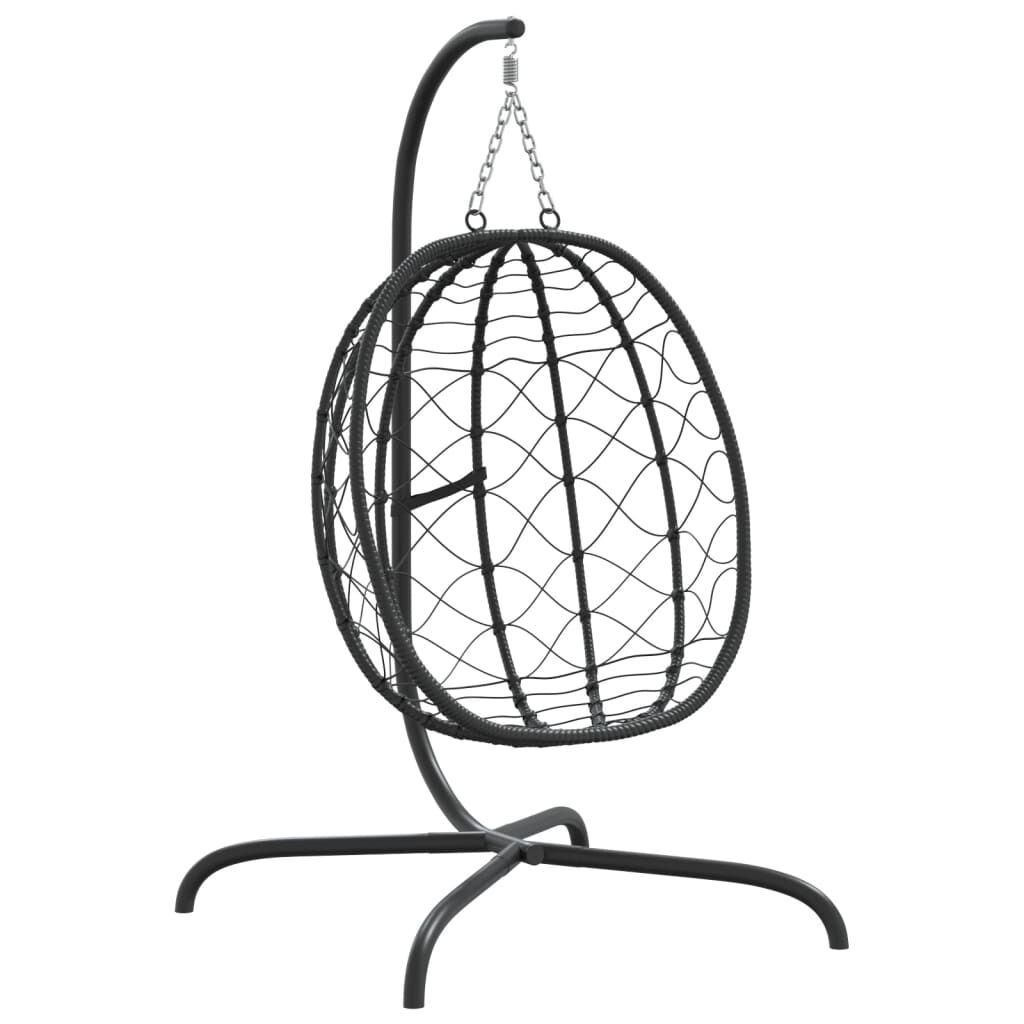 vidaXL Hangstoel met kussen poly rattan en staal taupe