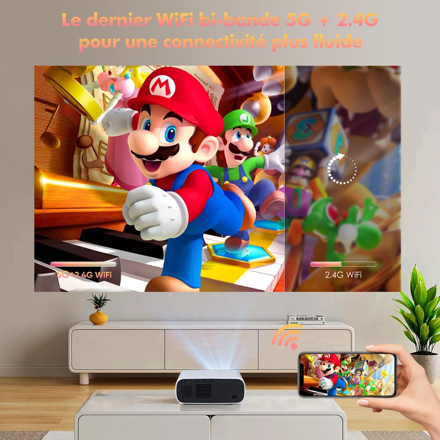 Mini-projector, HD-projector met 1084P-resolutie geel 269A-01