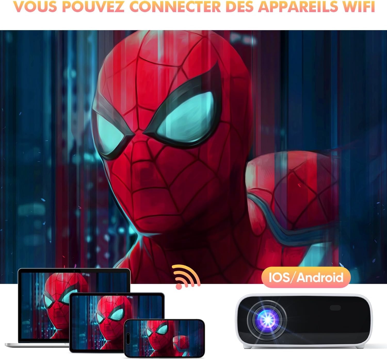 Mini-projector, HD-projector met 1084P-resolutie geel 269A-01
