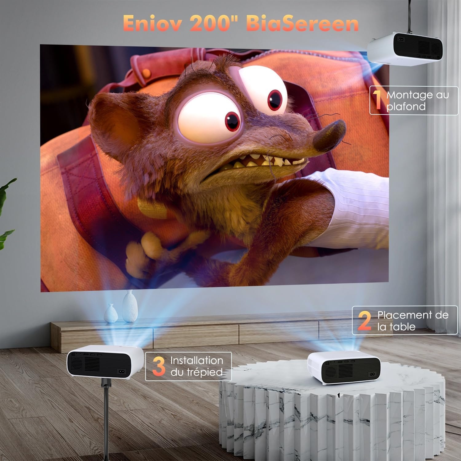 Mini-projector, HD-projector met 1084P-resolutie geel 269A-01