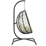 vidaXL Hangstoel met kussen poly rattan en staal crèmewit