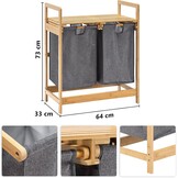 29% Korting: Geretourneerde Wasmand met Bamboeframe & Plank - Grijs