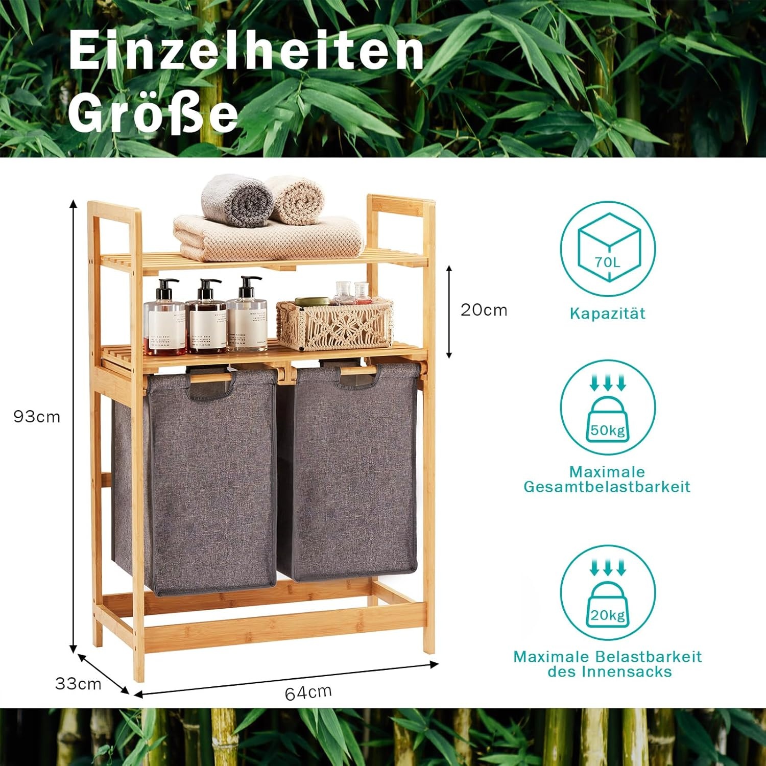 Wasmand Bamboe met 2 Zakken - 29% Korting!