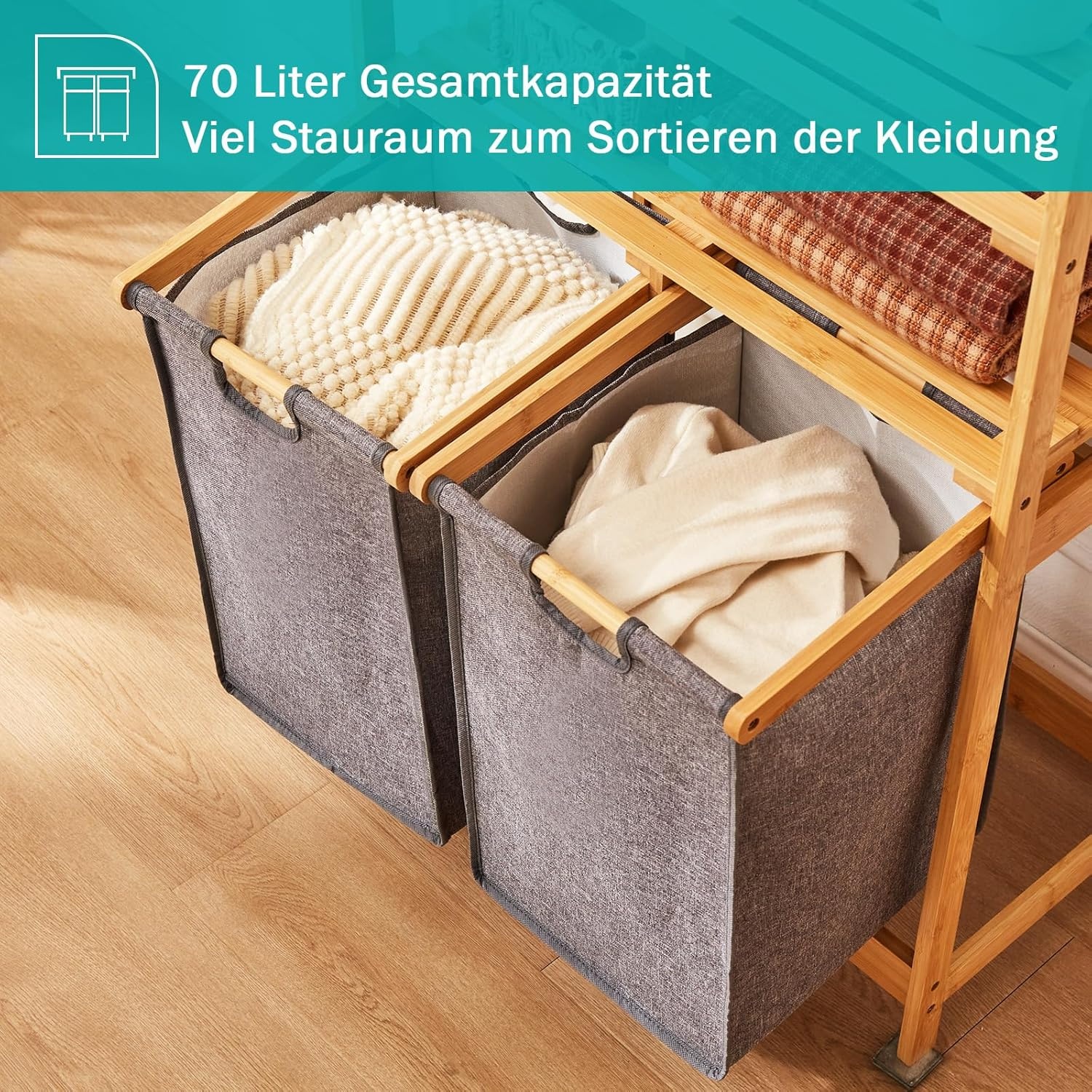 Wasmand Bamboe met 2 Zakken - 29% Korting!
