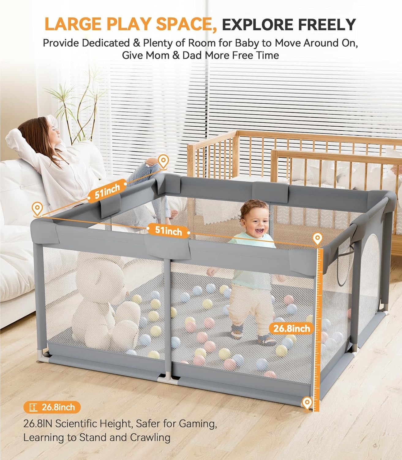 Baby Box 130x130cm (34% Korting) | Veilige Speelbox 68cm Hoog