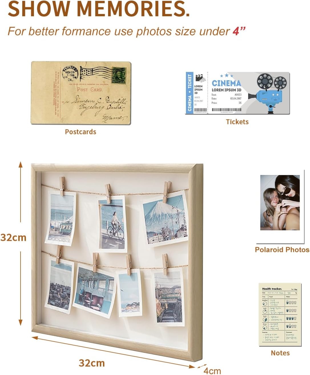 Houten Fotohouder Collage - 32x32cm met 27% Korting