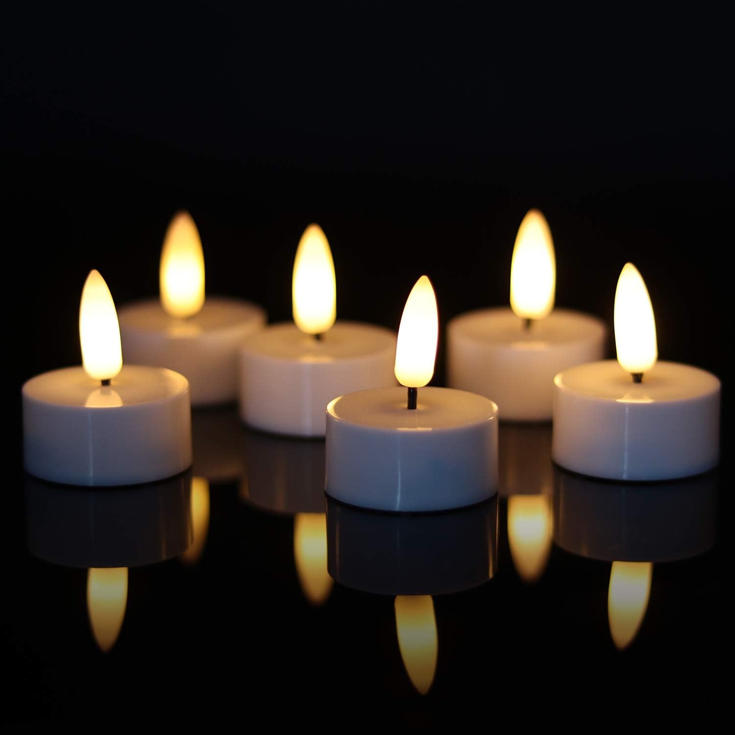 Eldnacele LED kaarsen met timer, 6 stuks, warm wit, 3D vlam