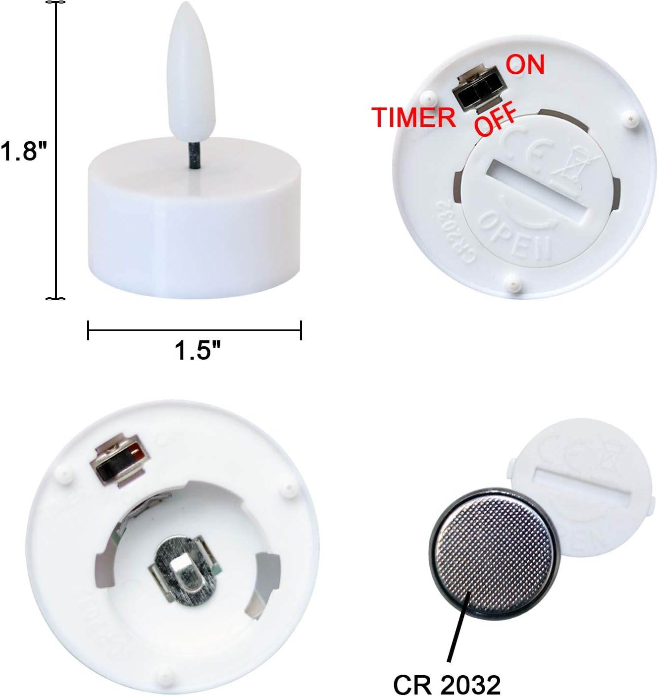 Eldnacele LED kaarsen met timer, 6 stuks, warm wit, 3D vlam