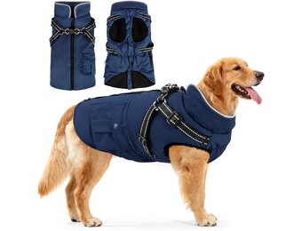 Woiil Winterjas voor Grote Honden - Waterdicht, Winddicht, Warm, Reflecterend - Marineblauw XL