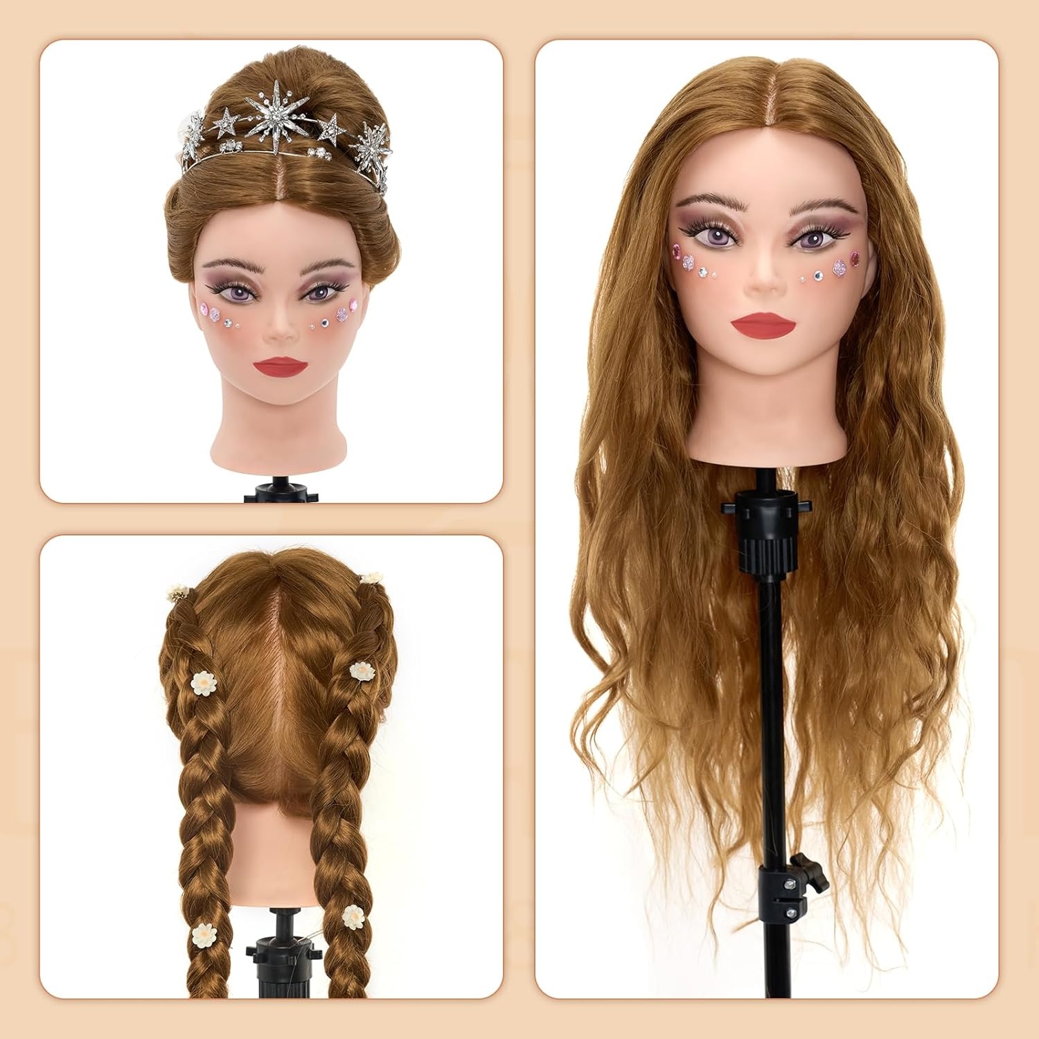 Kappershoofd Blond Haar met Statief | 60% Echt Haar | 34% Korting