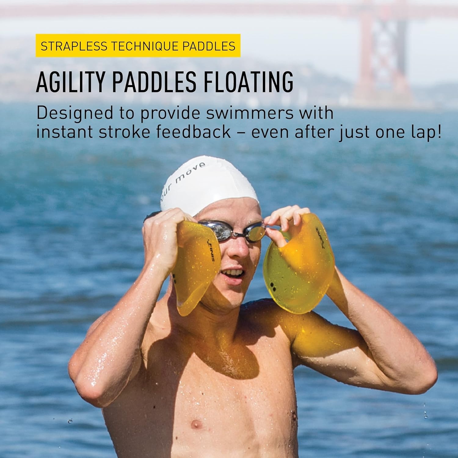 FINIS Agility Drijvende Zwempaddles Geel - Strapless Design voor Slagtechniek