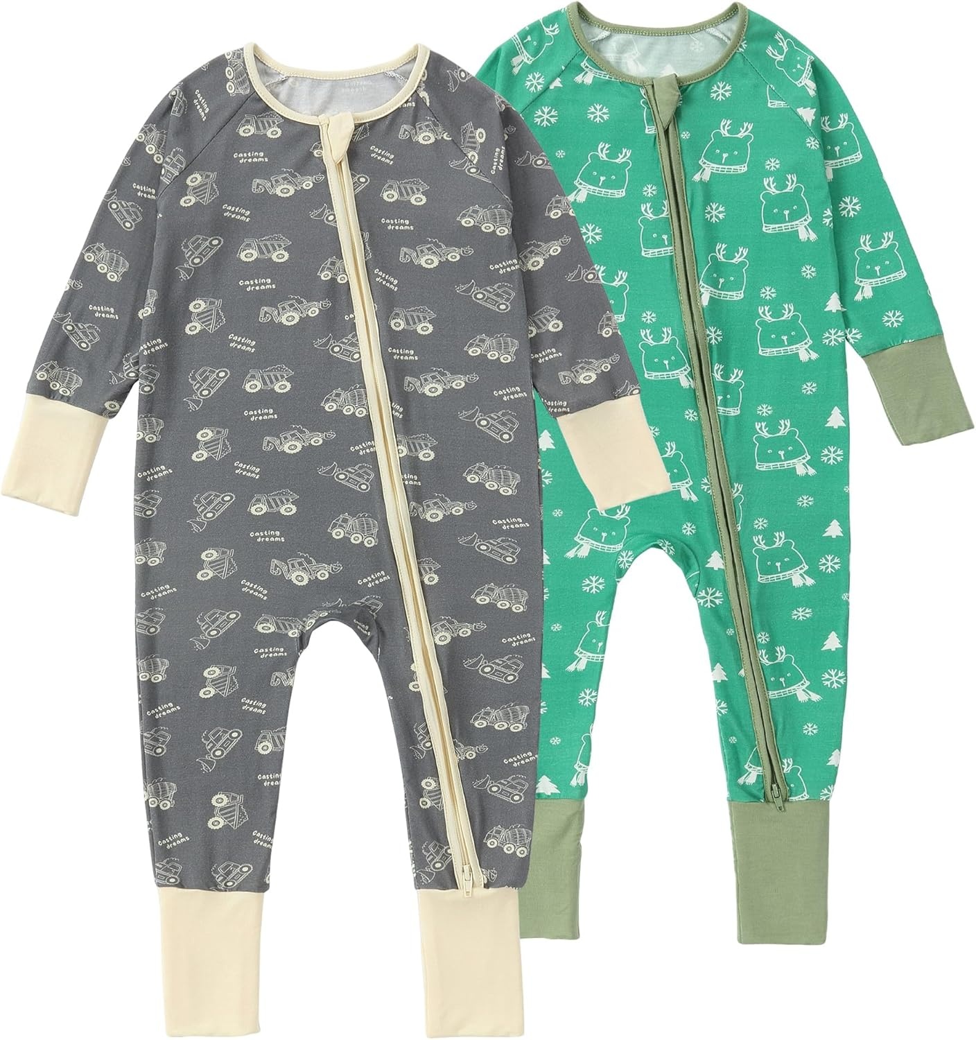 Baby Romper 2-Pack | Bamboe Spandex | Lange Mouwen | 0-24m | 74% Korting