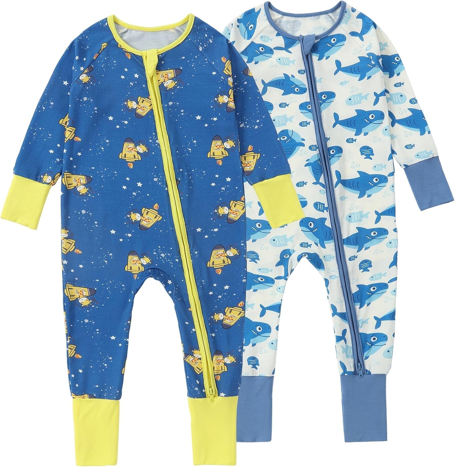 Baby Romper 2-Pack | Bamboe Spandex | Lange Mouwen | 0-24m | 74% Korting