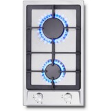 SNDOAS Gaskookplaat, roestvrij staal gasfornuis met automatische vlambescherming, gaskookplaat 2 vlammen, aardgas en propaangas, inbouw of vrijstaand, 2400 W/1800 W, 220-240 V