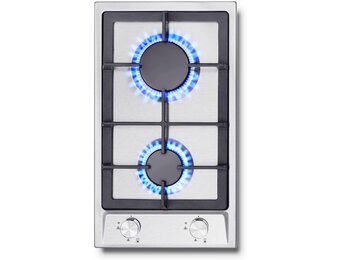 SNDOAS Gaskookplaat, roestvrij staal gasfornuis met automatische vlambescherming, gaskookplaat 2 vlammen, aardgas en propaangas, inbouw of vrijstaand, 2400 W/1800 W, 220-240 V