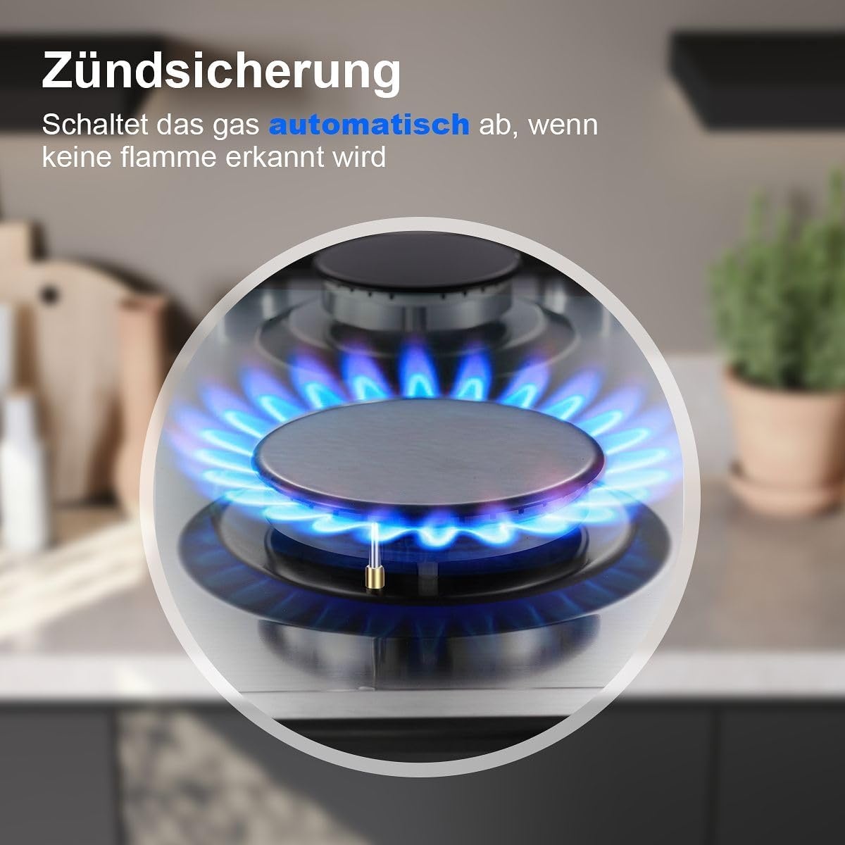 SNDOAS Gaskookplaat, roestvrij staal gasfornuis met automatische vlambescherming, gaskookplaat 2 vlammen, aardgas en propaangas, inbouw of vrijstaand, 2400 W/1800 W, 220-240 V