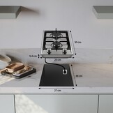 SNDOAS Gaskookplaat, roestvrij staal gasfornuis met automatische vlambescherming, gaskookplaat 2 vlammen, aardgas en propaangas, inbouw of vrijstaand, 2400 W/1800 W, 220-240 V