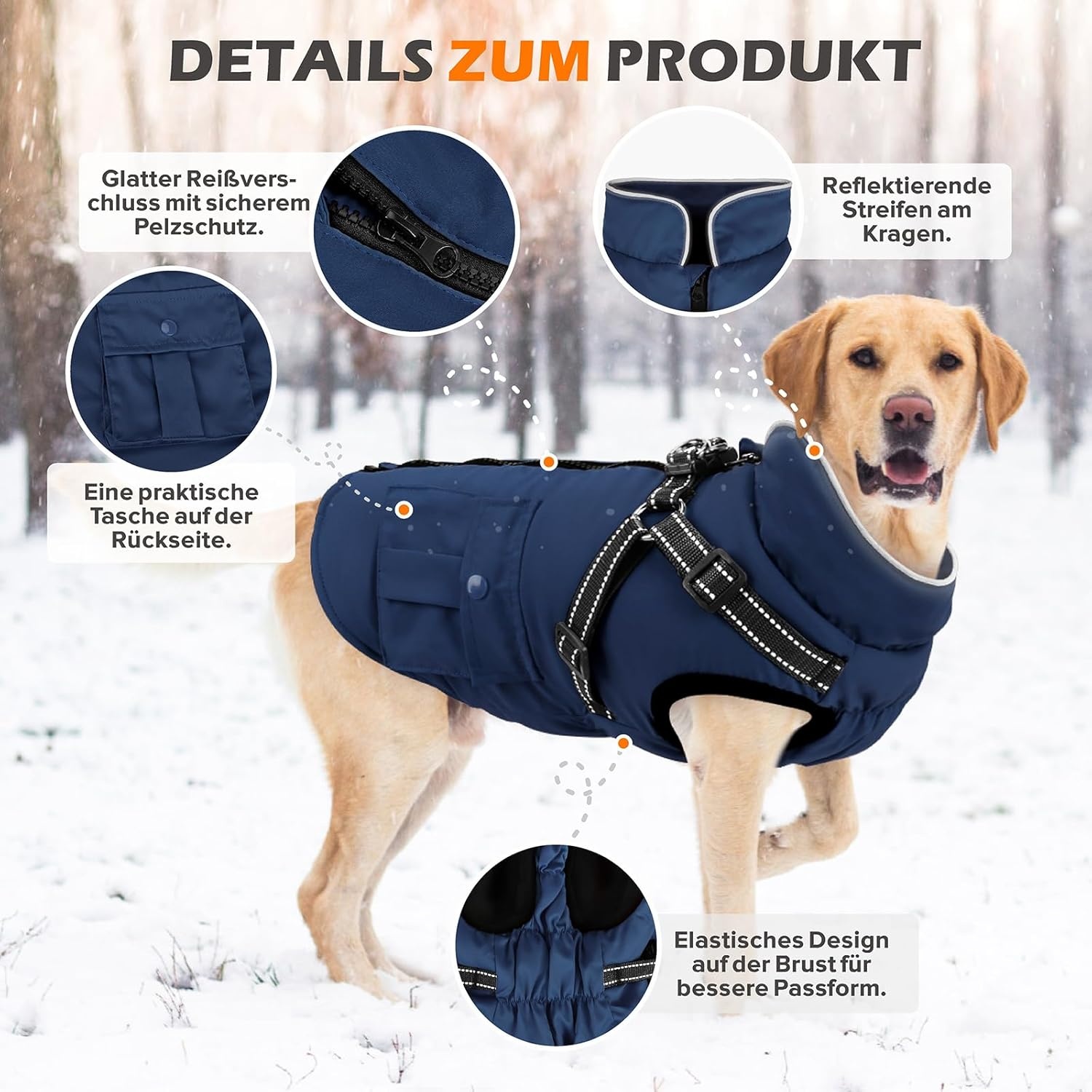 Waterdichte Hondenjas Navy Blauw - Maat S | -71%