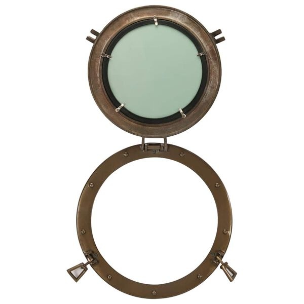 vidaXL Wandspiegel patrijspoort Ø38 cm aluminium en glas