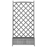 vidaXL Plantenbak met latwerk massief vurenhout grijs