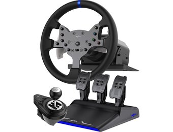 PXN V99 Gaming Stuur, Driving Force Feedback Stuurwiel met Pedalen en Shifter - 3,2NM, 270°&900°, 300MM, 4 Peddle Shifters, Tools APP - Racesturen, Stuurwiel voor PC, Xbox en PS4