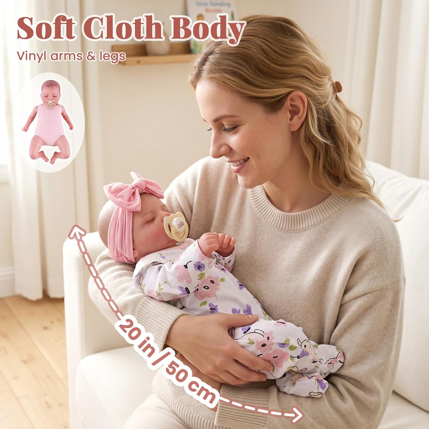 Reborn Babypop Meisje 50 cm - Realistisch Slapend met 34% Korting