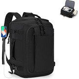 SPAHER Uitbreidbare Reistas Rugzak Handbagage 40x30x15/20cm Zwart met USB en Schoenenvak