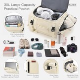 SPAHER Uitbreidbare Reistas Rugzak Handbagage 40x30x15/20cm Zwart met USB en Schoenenvak